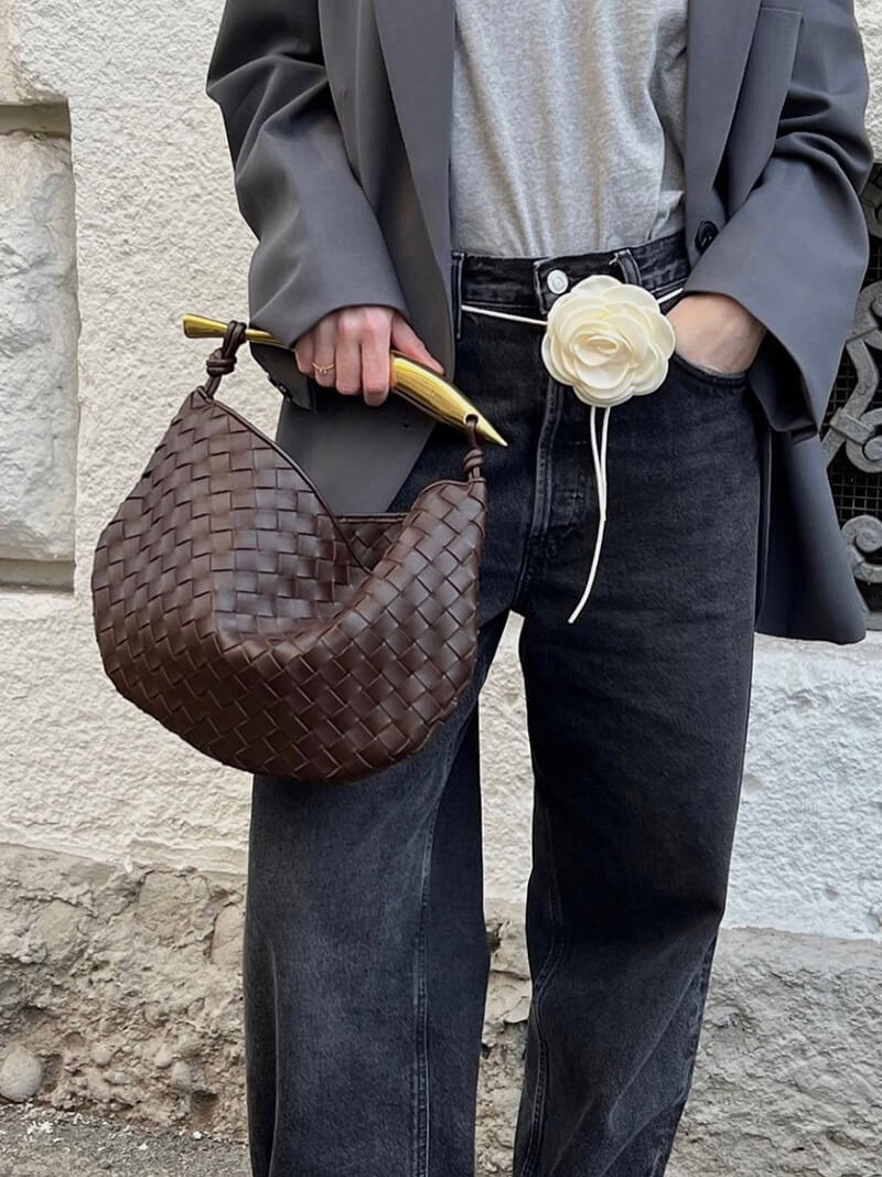 Sac Besace en Cuir Imitation Tressé