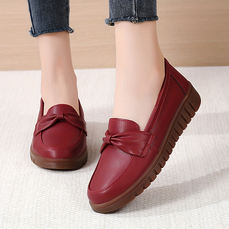 Mocassin Femme Cuir Doux à Nœud Chic