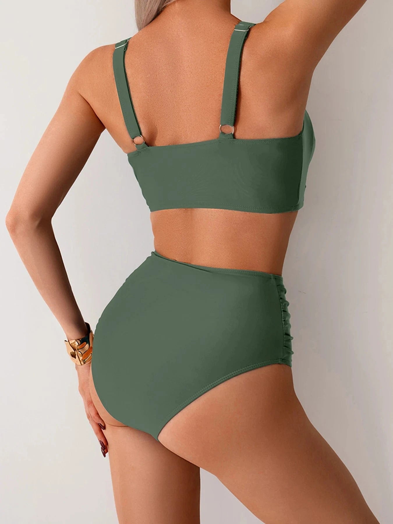 Soleava™ – Bikini bandeau froncé 2 Pièces Taille Haute