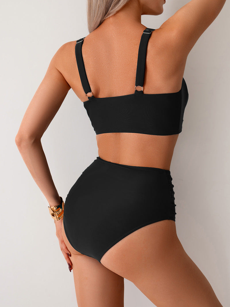 Soleava™ – Bikini bandeau froncé 2 Pièces Taille Haute