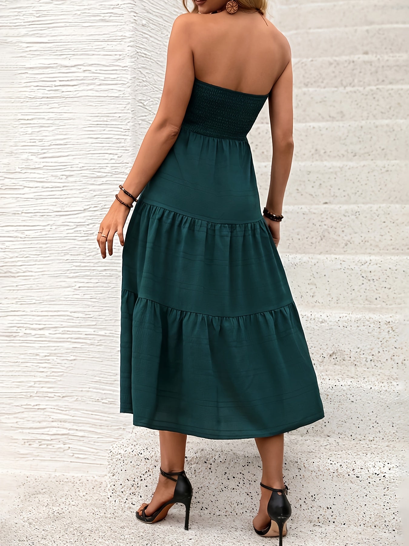 Solevia™ – Robe Boho Chic Longue d’Été à Volants & Dos Nu