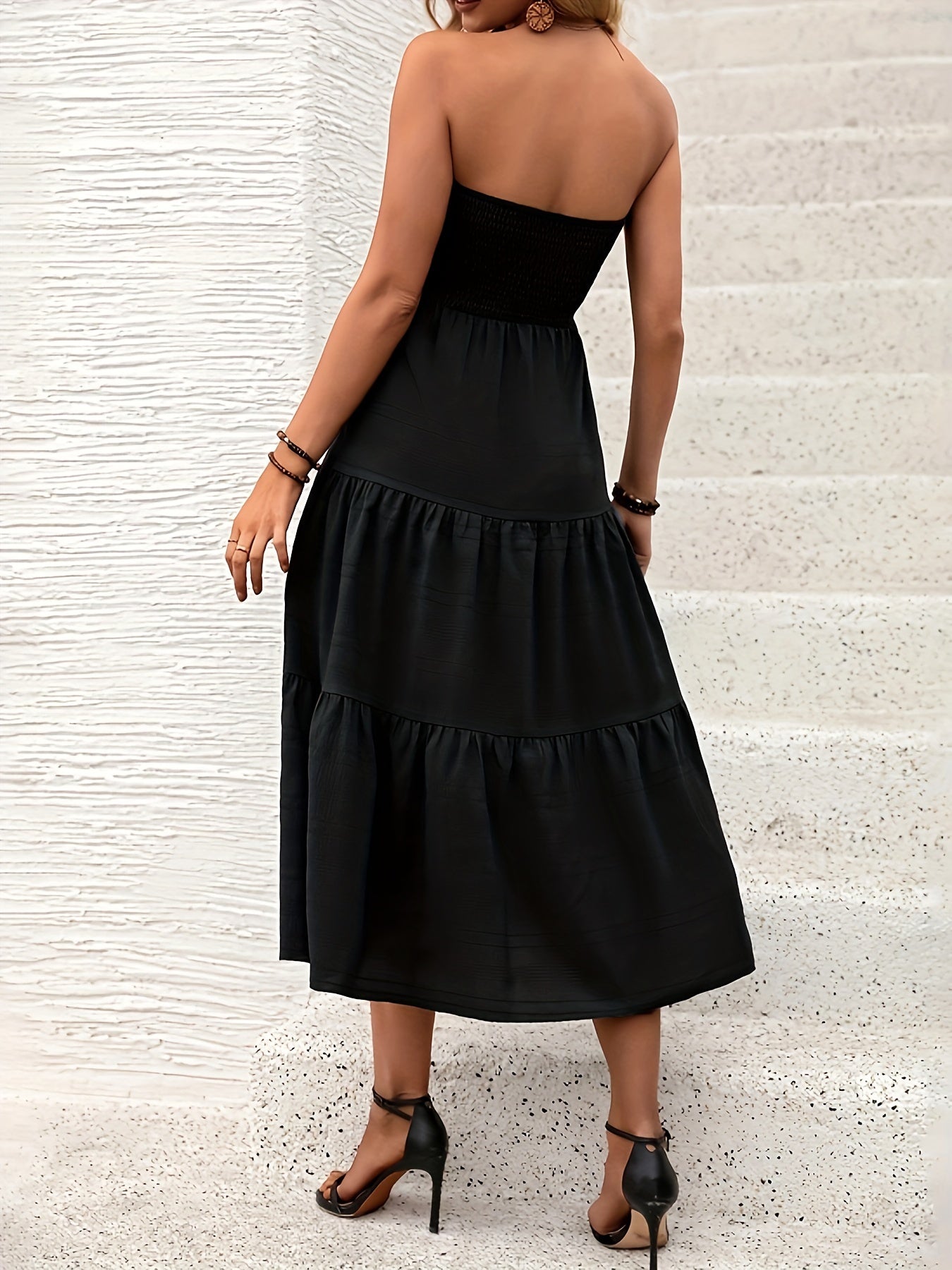 Solevia™ – Robe Boho Chic Longue d’Été à Volants & Dos Nu
