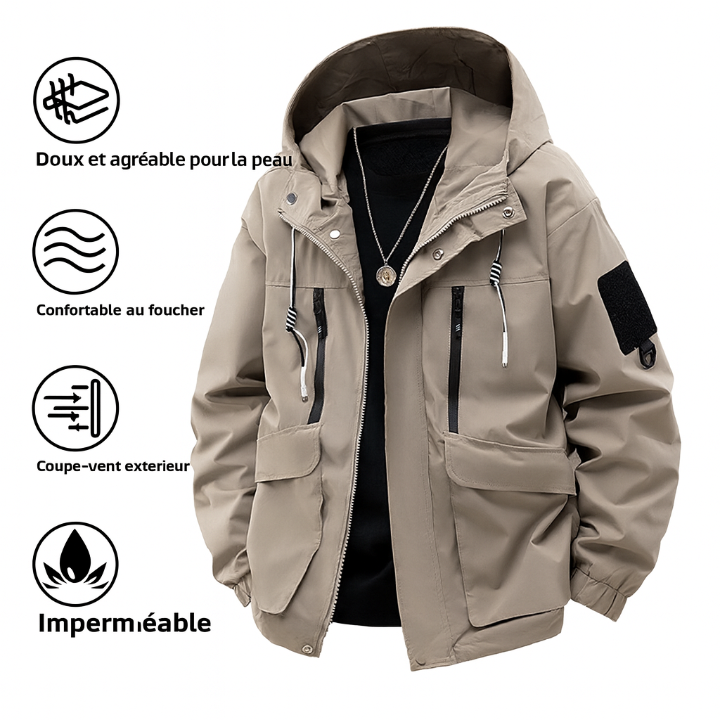 StormRidge™ – Veste Imperméable Homme à Capuche Respirante