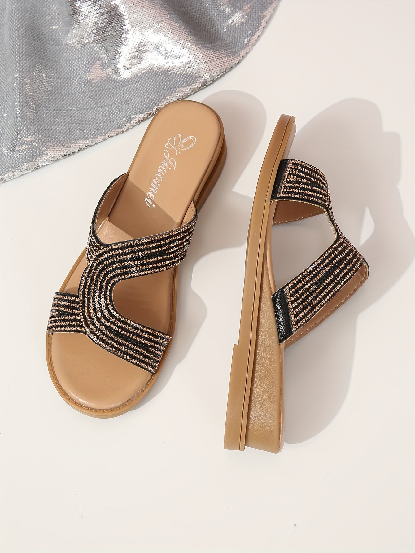 Stralina™ – Sandales Compensées Femme Élégantes en Strass Été Confort