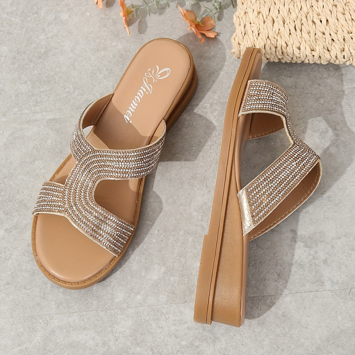 Stralina™ – Sandales Compensées Femme Élégantes en Strass Été Confort
