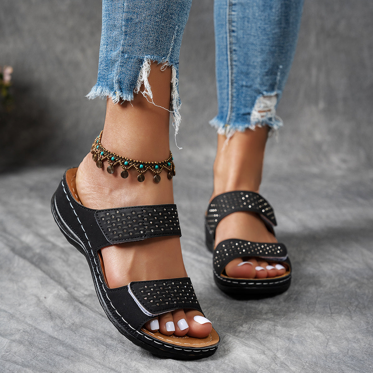 Stralina™ – Sandales Femmes Confortables à Strass Antidérapant