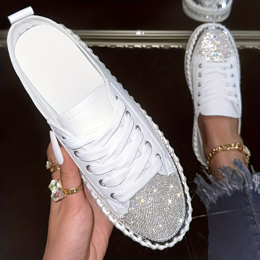 Strassica™ – Basket Femme Plateforme Tendance à Lacets et Strass