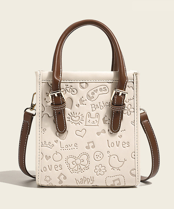 Grand sac à main en cuir synthétique beige texturé - EasyApparels
