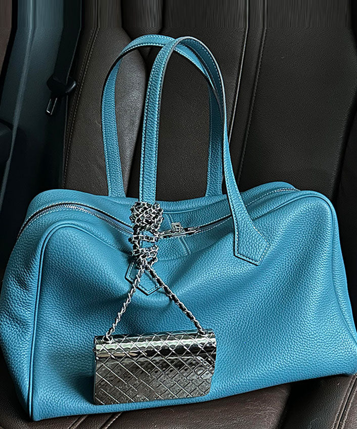 Grandes poches bandoulière cuir bleu foncé - EasyApparels