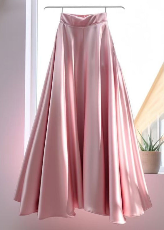 Robe élégante en soie rose pour femme été - EasyApparels