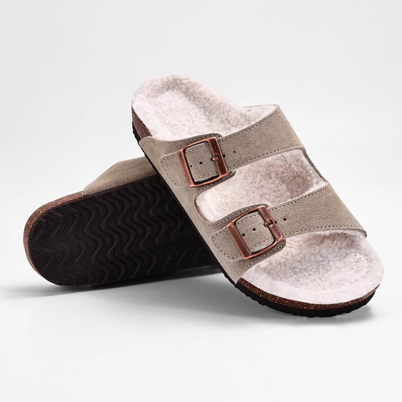 SuedeChic™ – Sandales Plates en Cuir Suédé & Élégance Décontractée