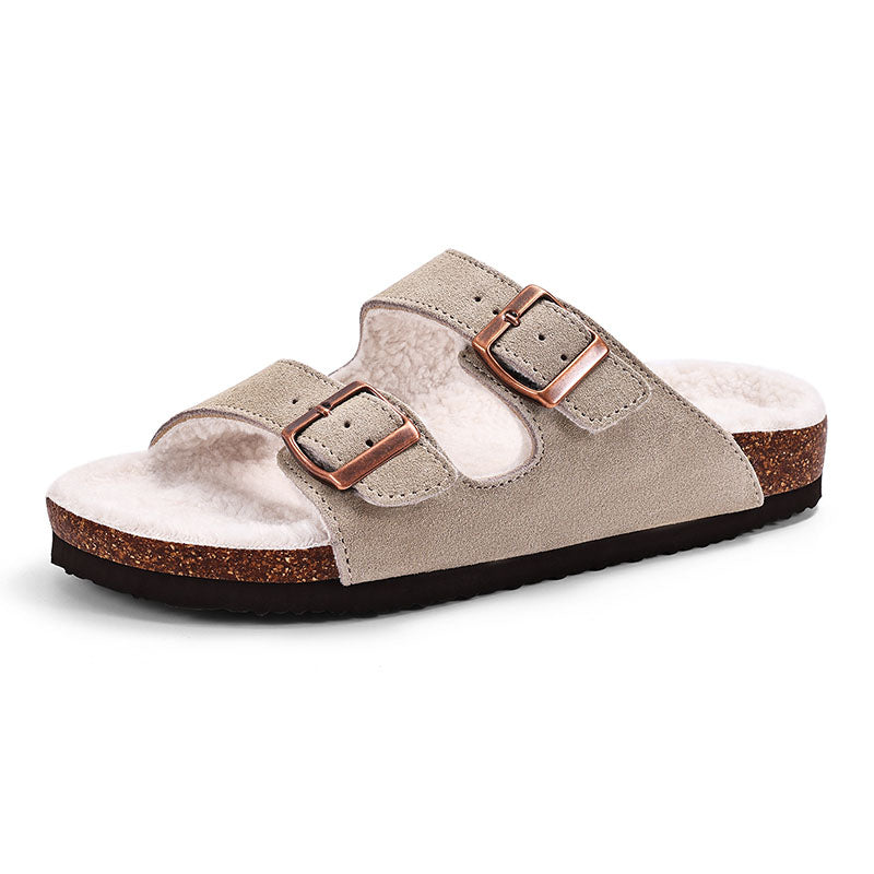 SuedeChic™ – Sandales Plates en Cuir Suédé & Élégance Décontractée