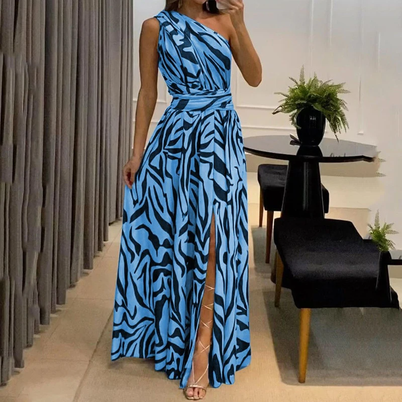 Galadrielle™ – Robe Longue Femme Imprimé Zébré Élégante et Confortable-2