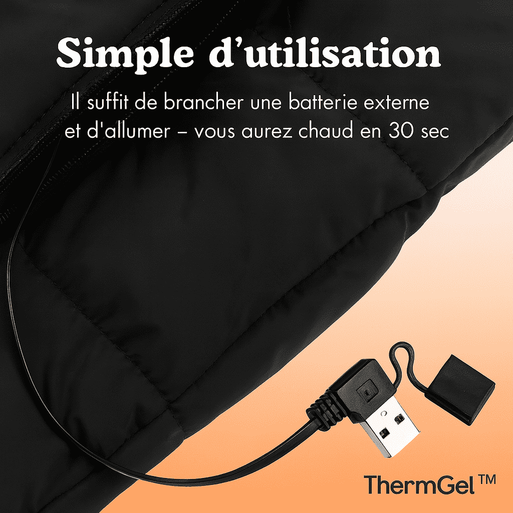 ThermGel™ – Gilet Chauffant Unisexe avec Batterie Rechargeable