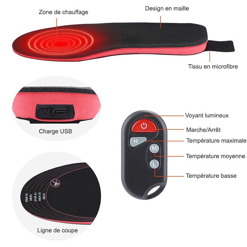 ThermaSole™ – Semelles Chauffantes Rechargeables avec Télécommande