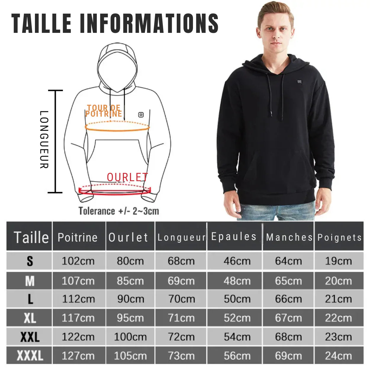 ThermoWear™ – Sweatshirts Hoodies Chauffants Électriques Unisexe pour l’Hiver