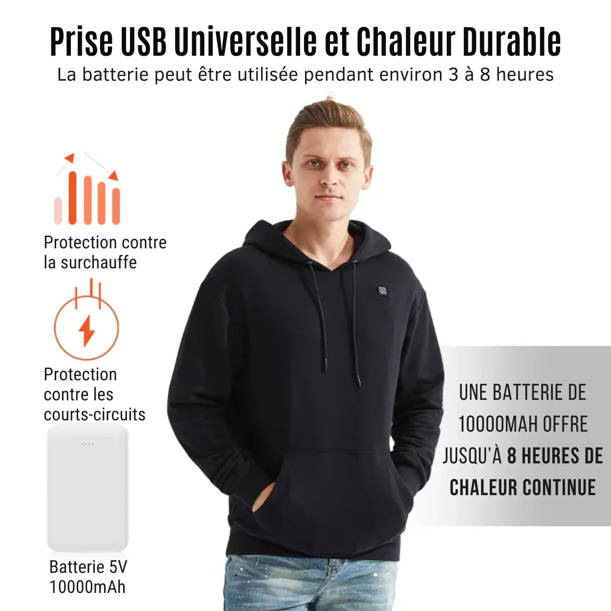 ThermoWear™ – Sweatshirts Hoodies Chauffants Électriques Unisexe pour l’Hiver