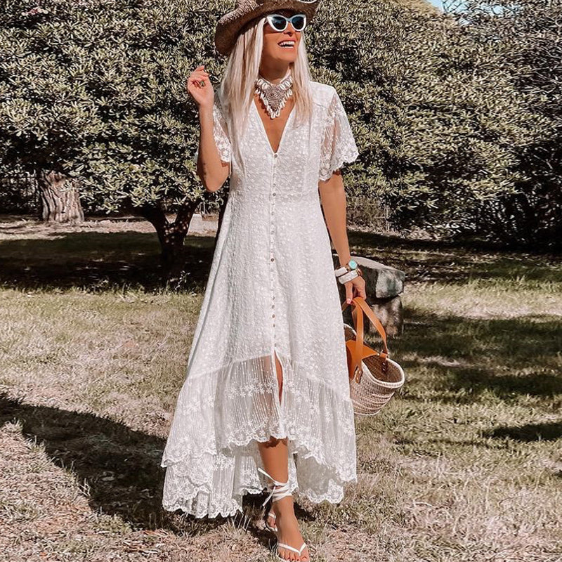 Robe de Soirée Été en Dentelle pour Mariage ou Fête - PanierRoyale