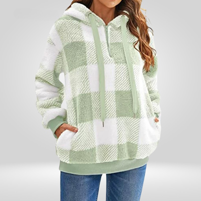 Sweat à capuche femme rayé marine blanc