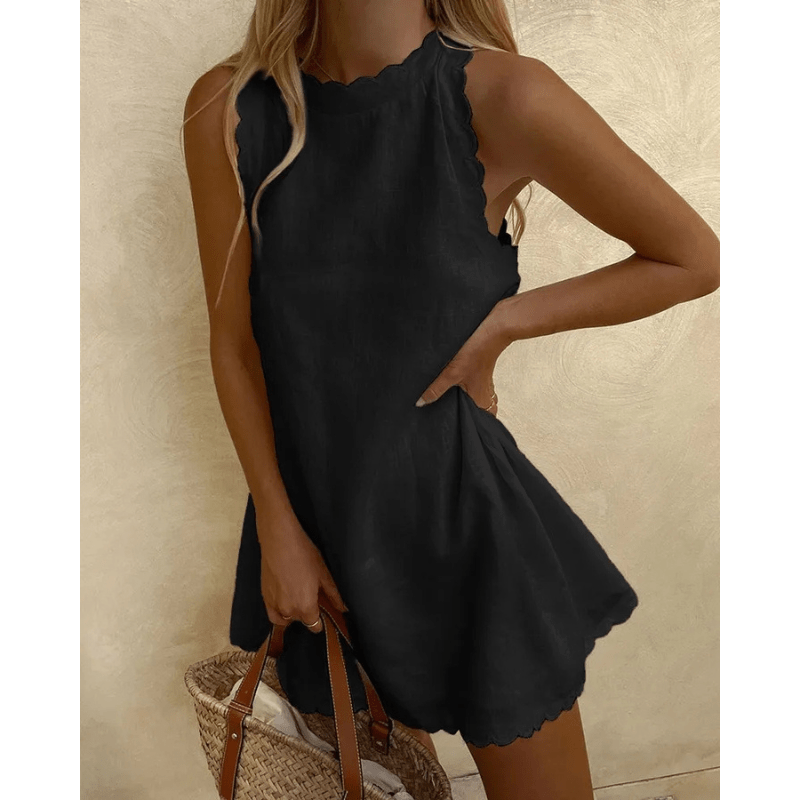 Robe Été Femme Élégante Sans Manches en Dentelle