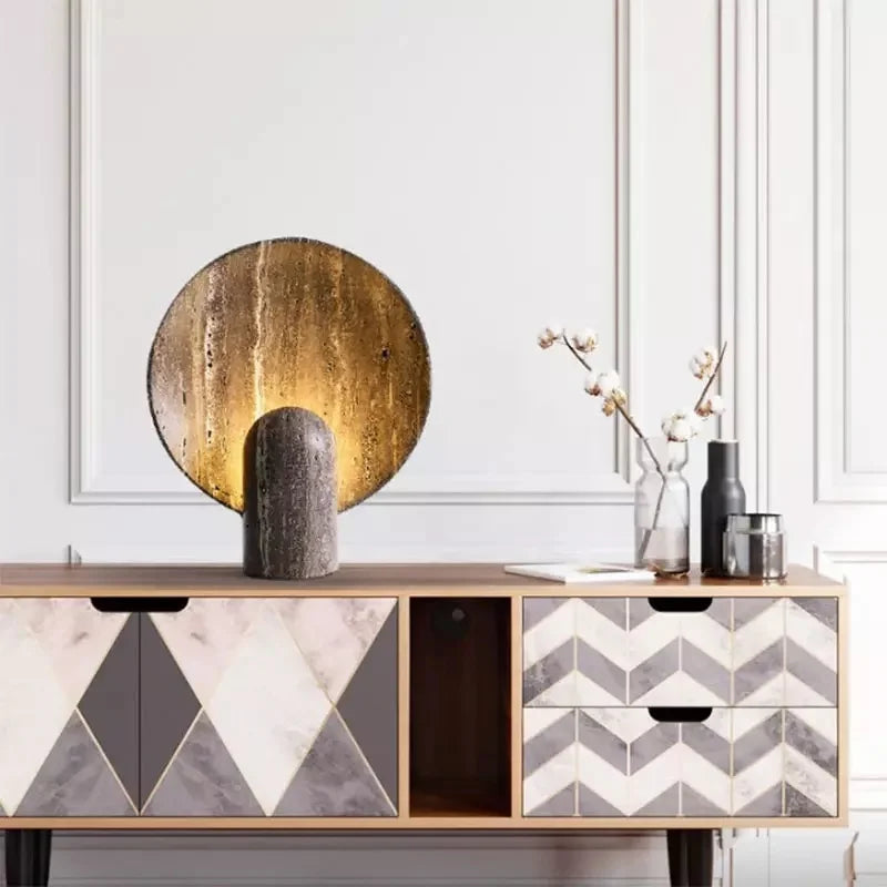 Travea™ – lampe décorative intérieur halo minéral effet travertin