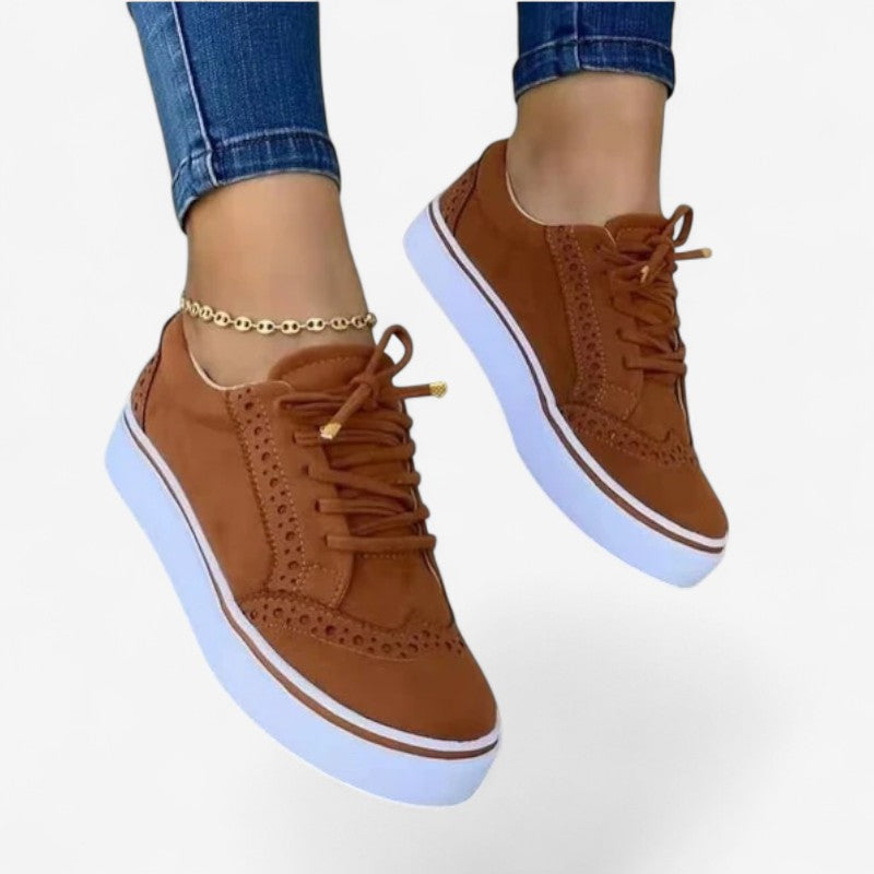 Chaussures Baskets Confortables pour Femme avec Lacets et Semelle Souple