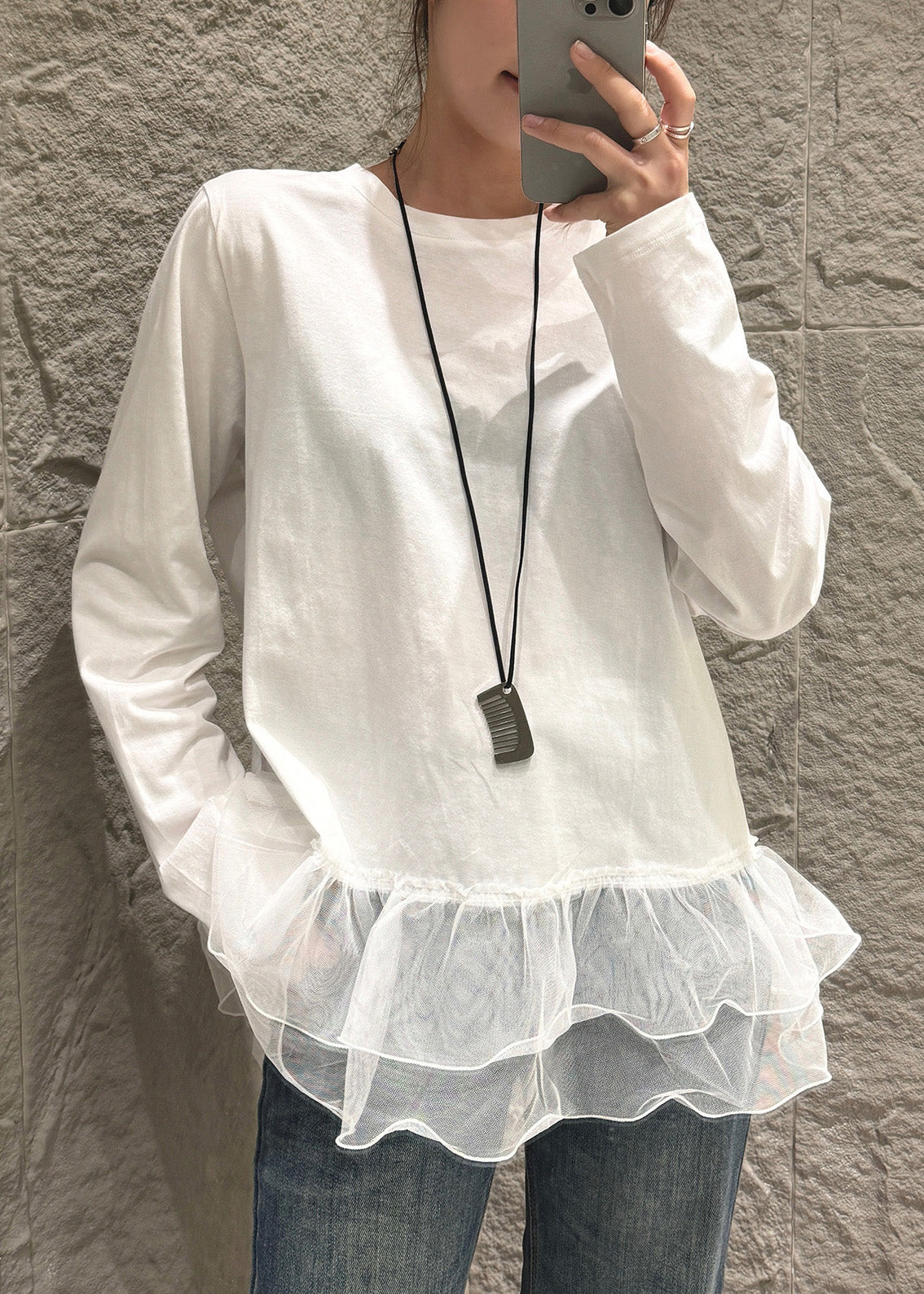 Large White Lace Patchwork Autumn Top - EasyApparels