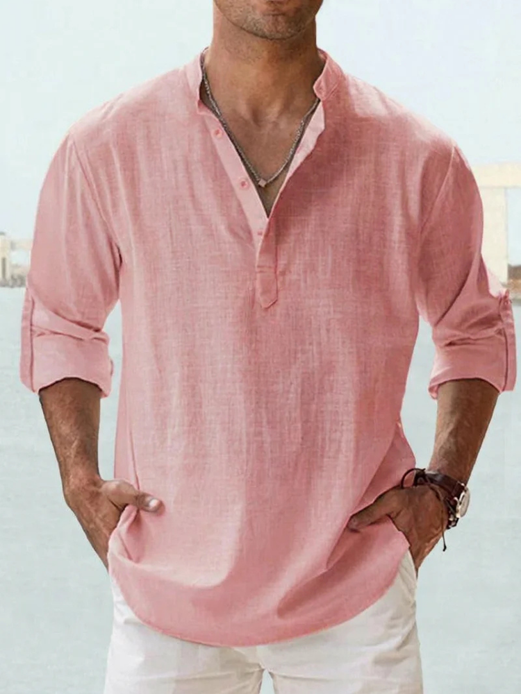 Chemise Homme Lin Respirante Coupe Ajustée Manches Longues
