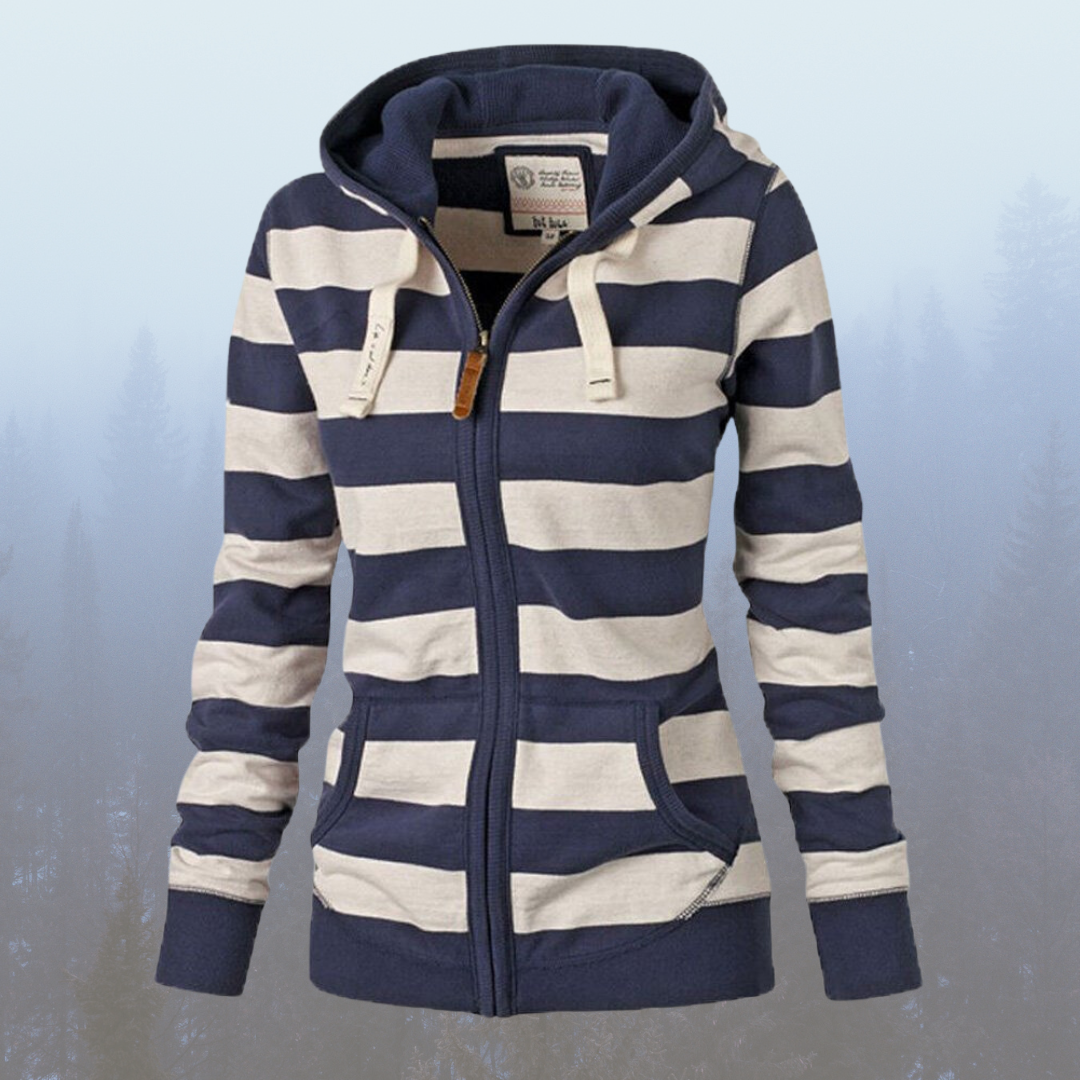Sweat à capuche rayé doux et chaud avec poches latérales