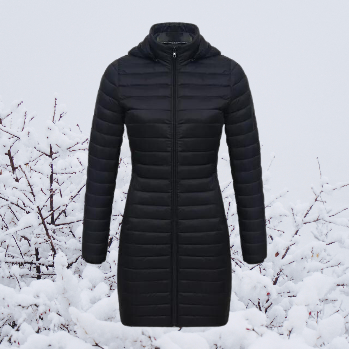 Manteau femme hivernal épais avec capuchon en beige