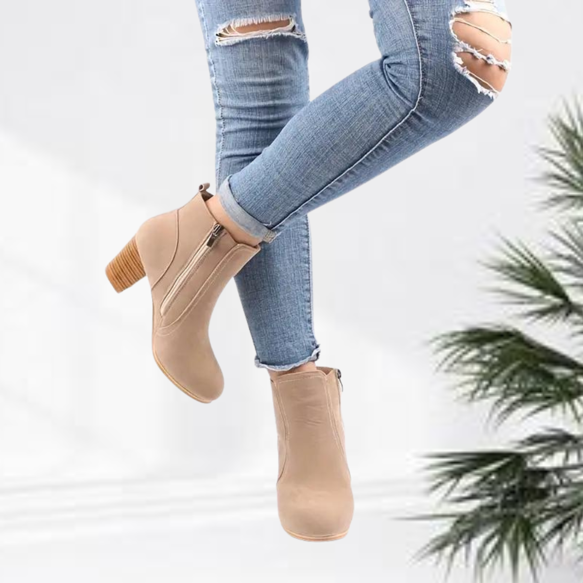 Bottines Femmes Chic à Talon Haut avec Fermeture Éclair