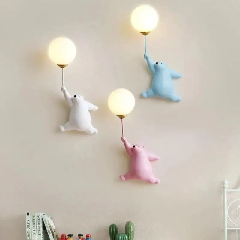 Ursalia™ – Applique Murale LED Animale Design Original Rose, Bleu & Blanc
