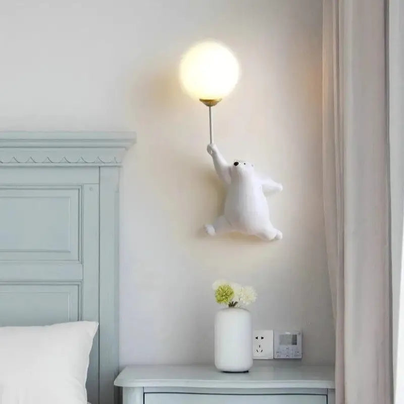 Ursalia™ – Applique Murale LED Animale Design Original Rose, Bleu & Blanc