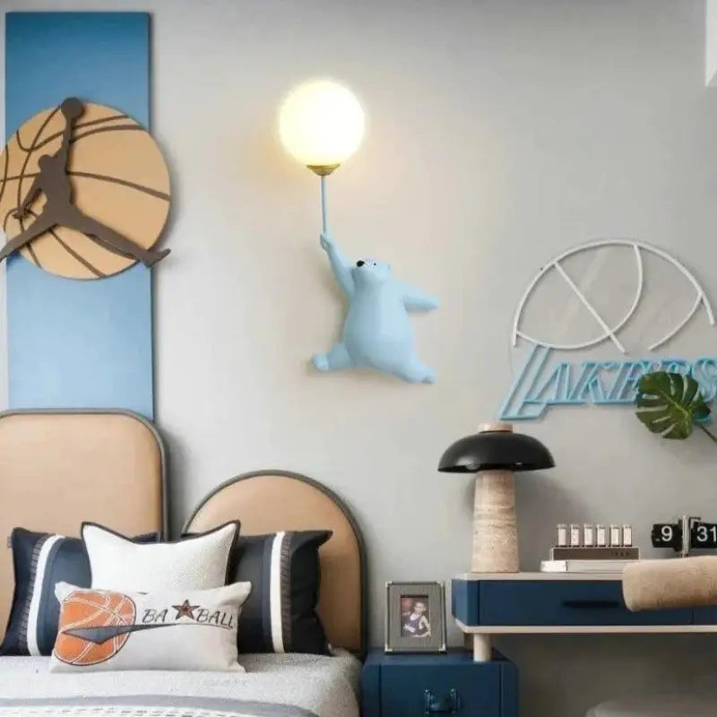 Ursalia™ – Applique Murale LED Animale Design Original Rose, Bleu & Blanc