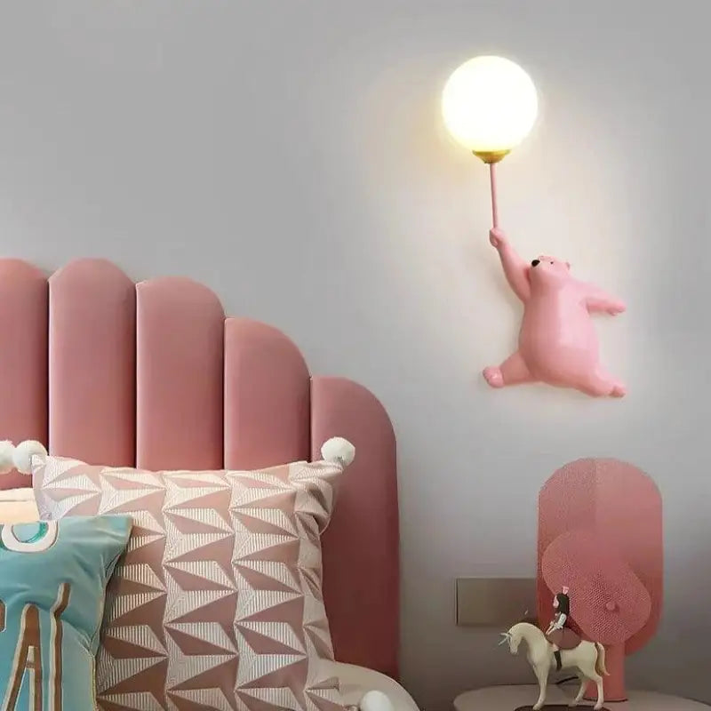 Ursalia™ – Applique Murale LED Animale Design Original Rose, Bleu & Blanc