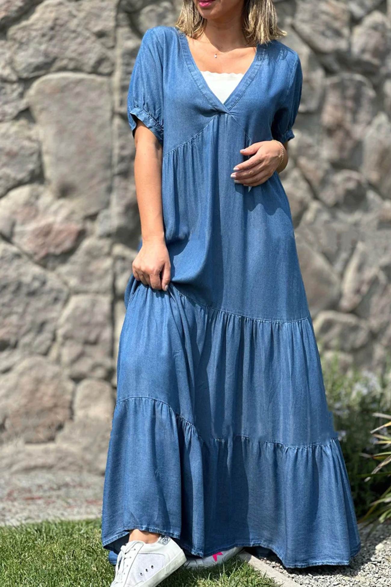 Robe Courte Été Décolleté en V pour Femme