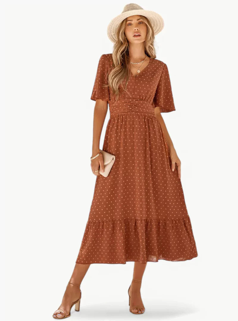 Robe Été Dentelle V Décolleté Féminine et Élégante