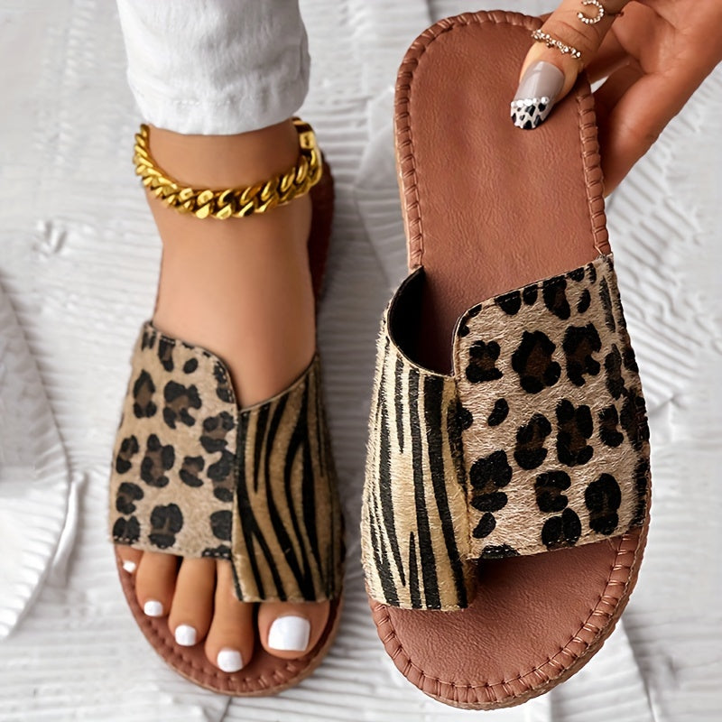 Velary™ – Sandale Femme Chic et Confortable Léopard Plates Été