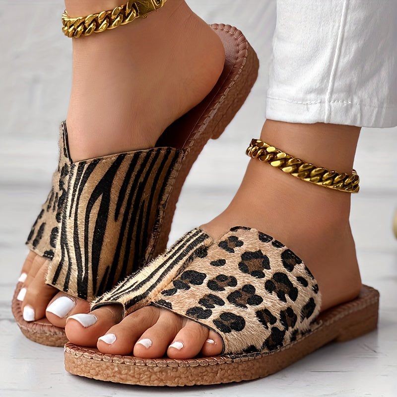 Velary™ – Sandale Femme Chic et Confortable Léopard Plates Été