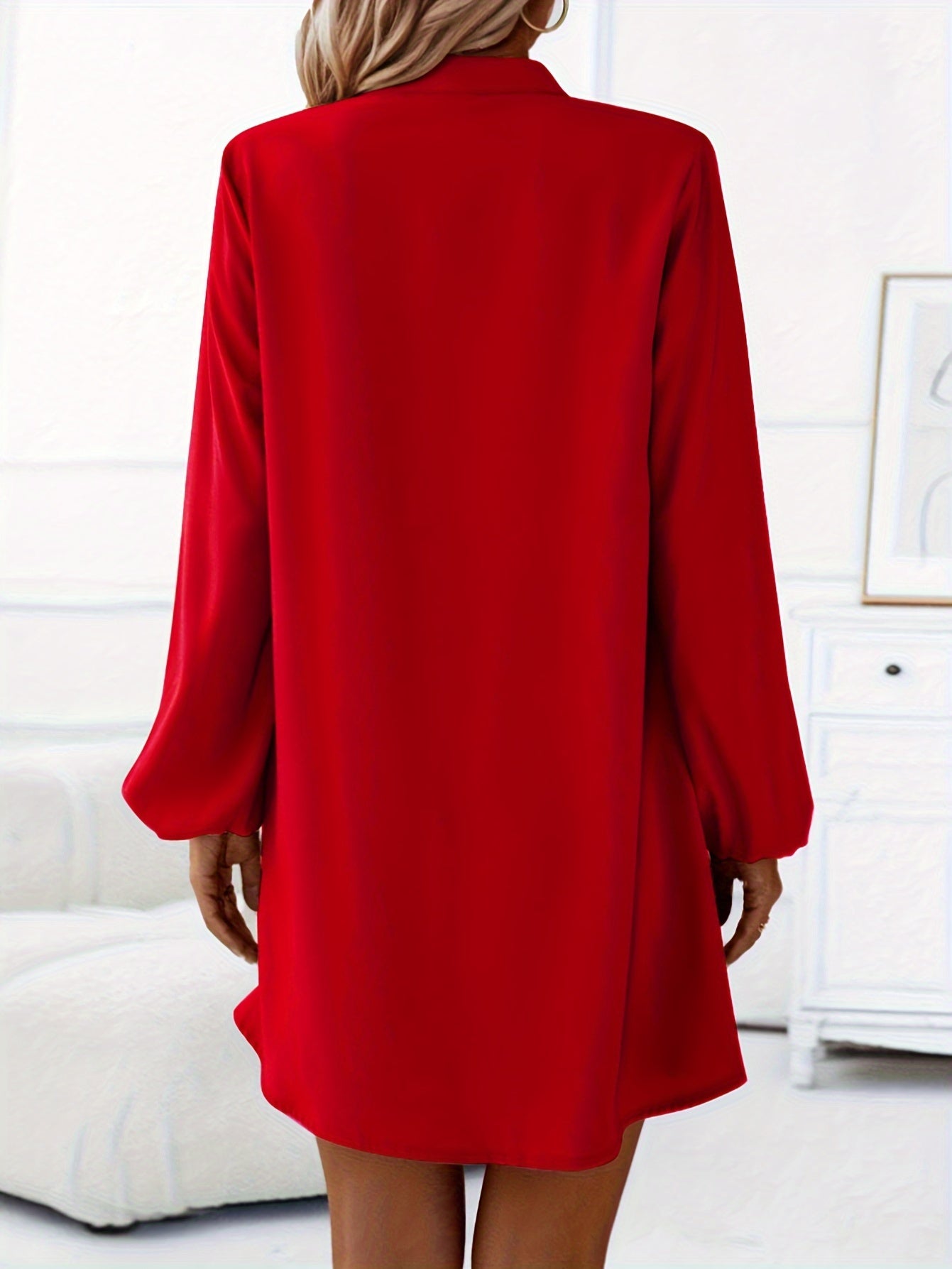 Veleriea™ – Robe Femme Chic à Manches Longues et Col V Fluide