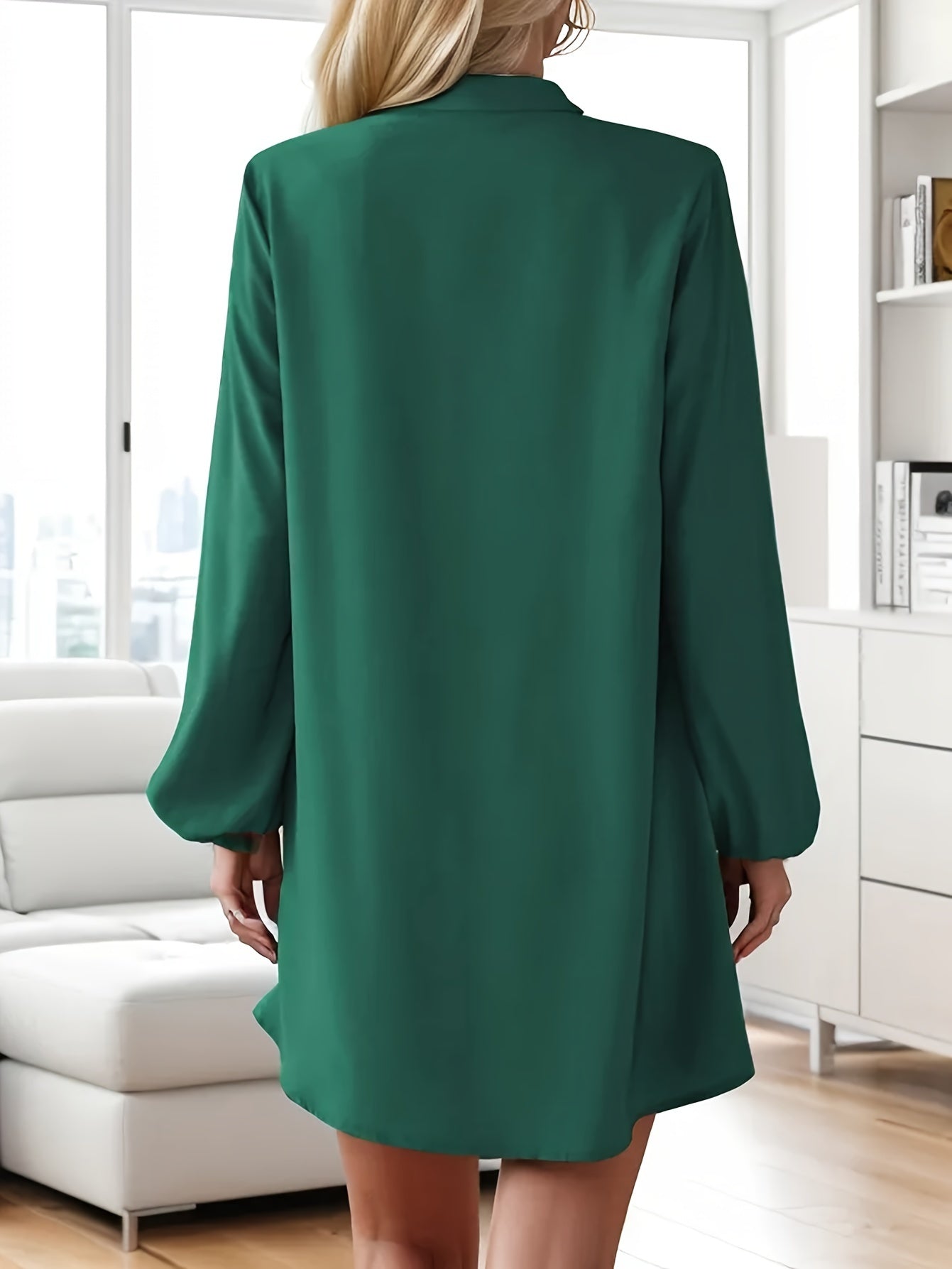 Veleriea™ – Robe Femme Chic à Manches Longues et Col V Fluide