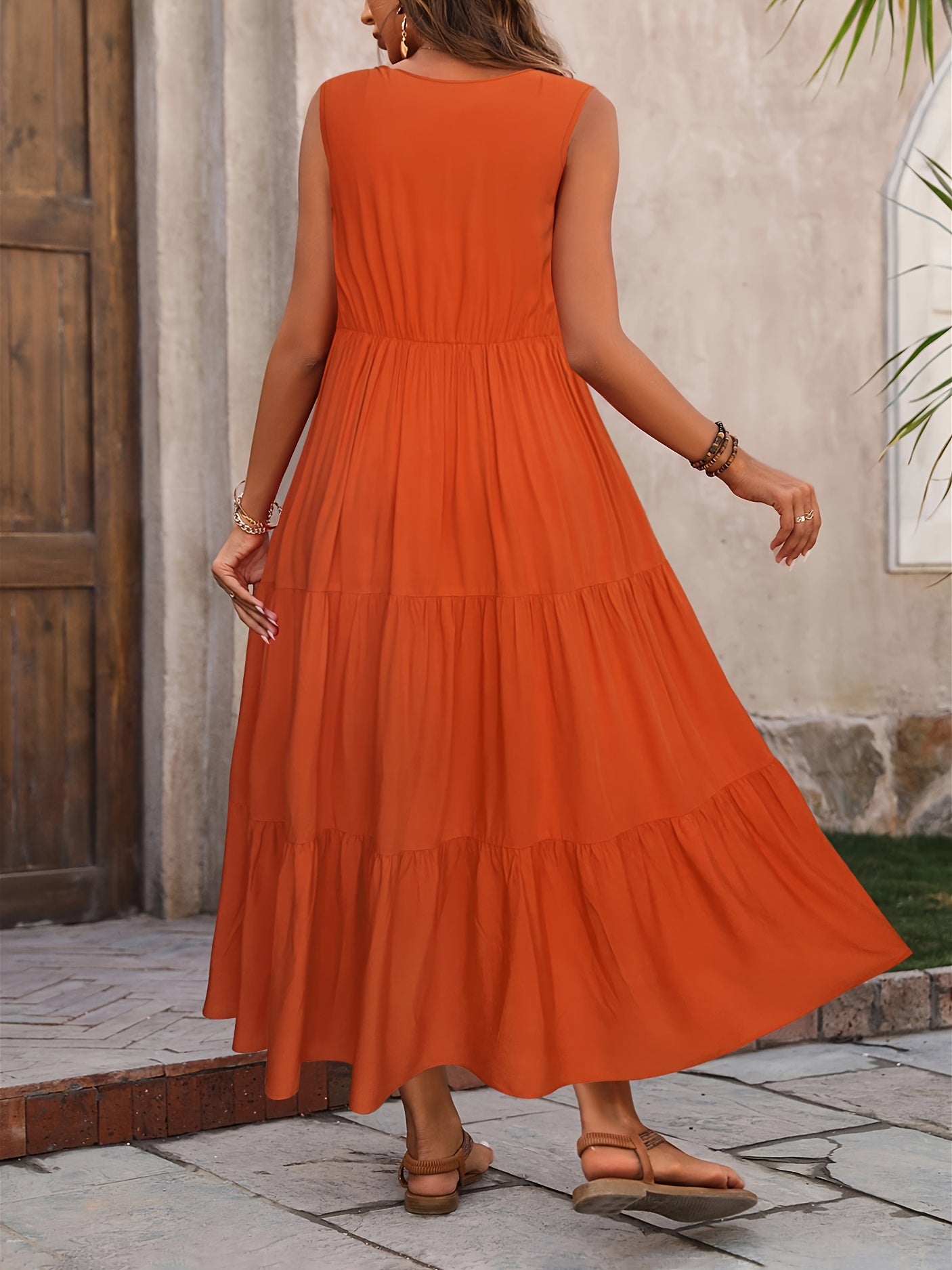 Vellaria™ – Robe Longue d’Été Sans Manche Fluide à Volants pour Femme