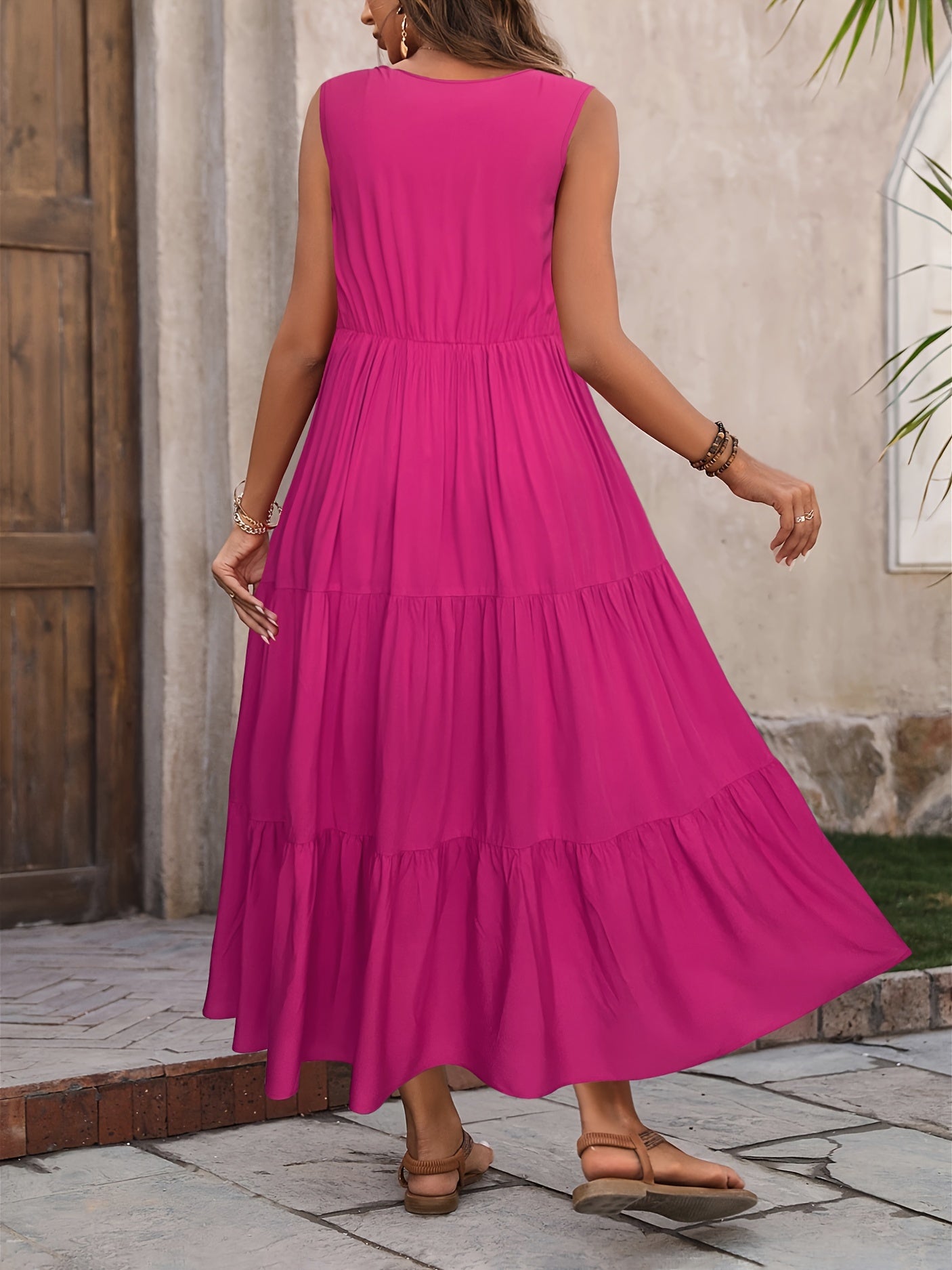Vellaria™ – Robe Longue d’Été Sans Manche Fluide à Volants pour Femme