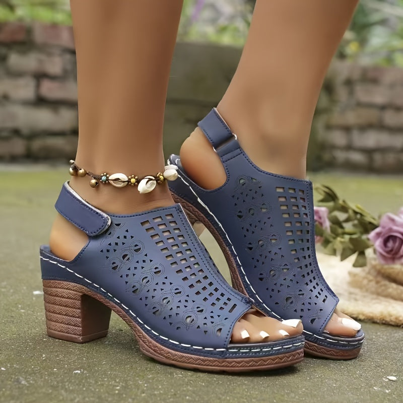 Velmira™ – Sandales Femme Chic à Talon Épais Ouvertes & Élégantes Été