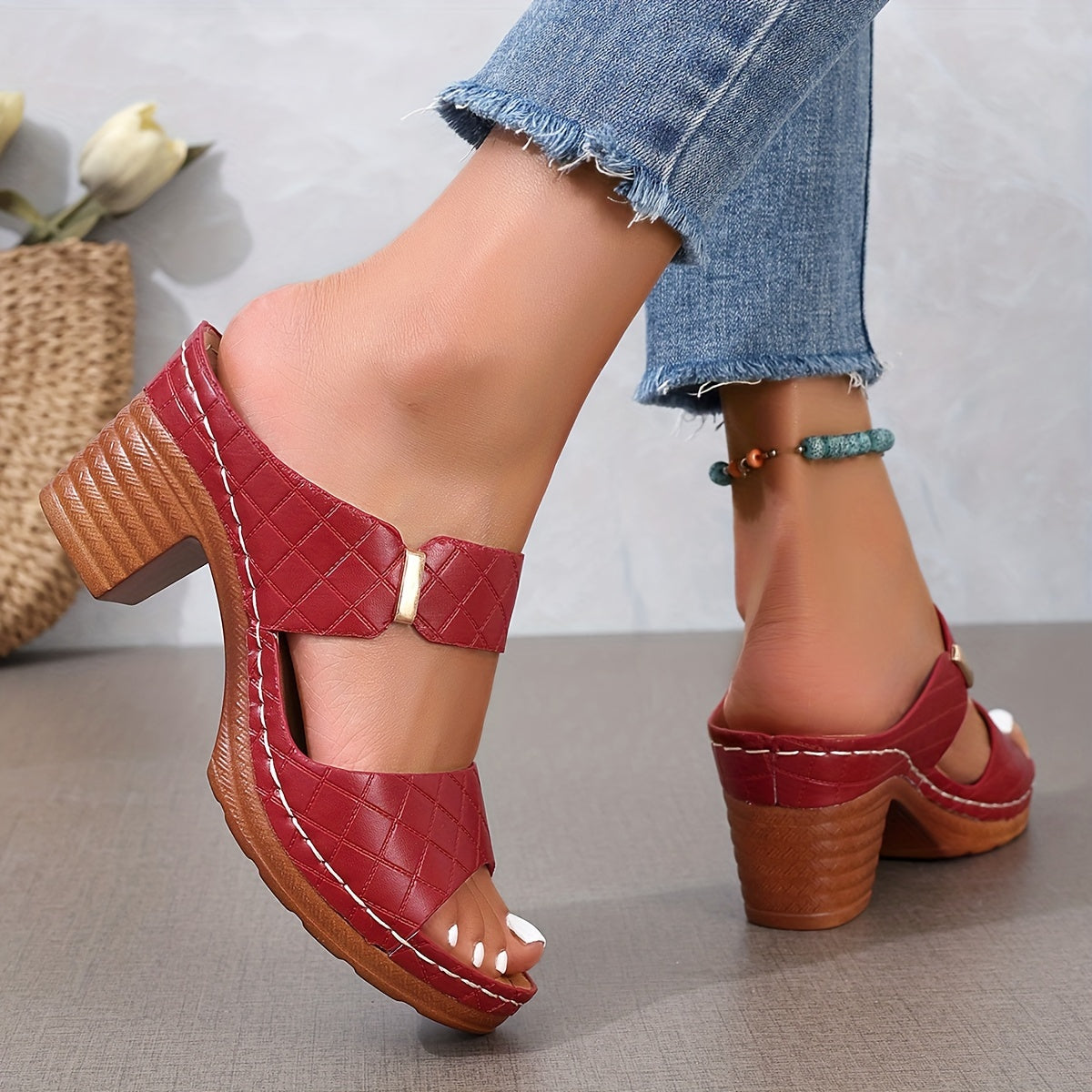 Velonza™ – Sandales Femme Cuir à Talon Épais Chic & Confortable Été