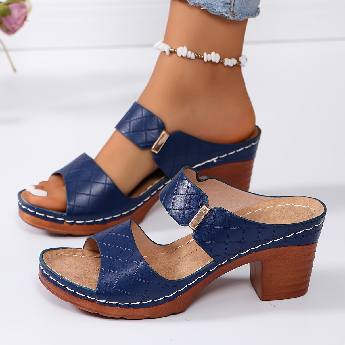 Velonza™ – Sandales Femme Cuir à Talon Épais Chic & Confortable Été