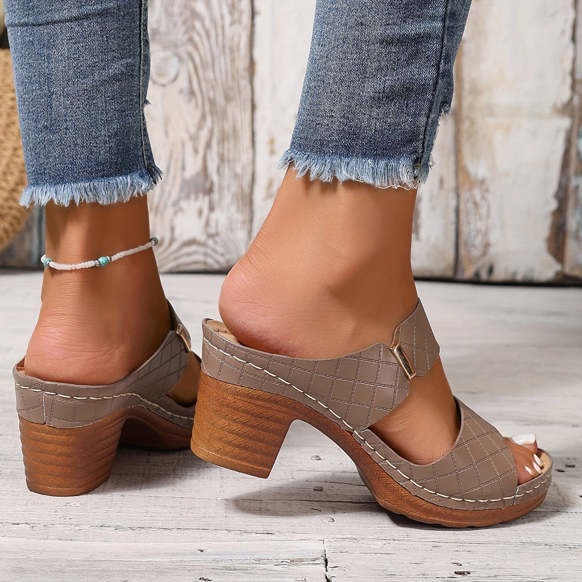 Velonza™ – Sandales Femme Cuir à Talon Épais Chic & Confortable Été