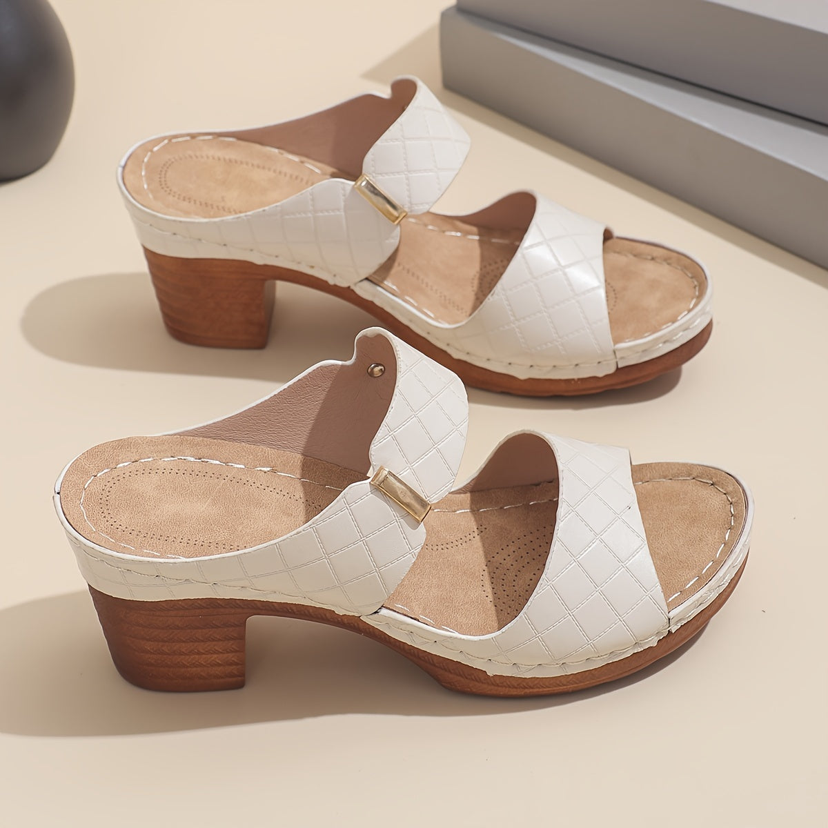 Velonza™ – Sandales Femme Cuir à Talon Épais Chic & Confortable Été