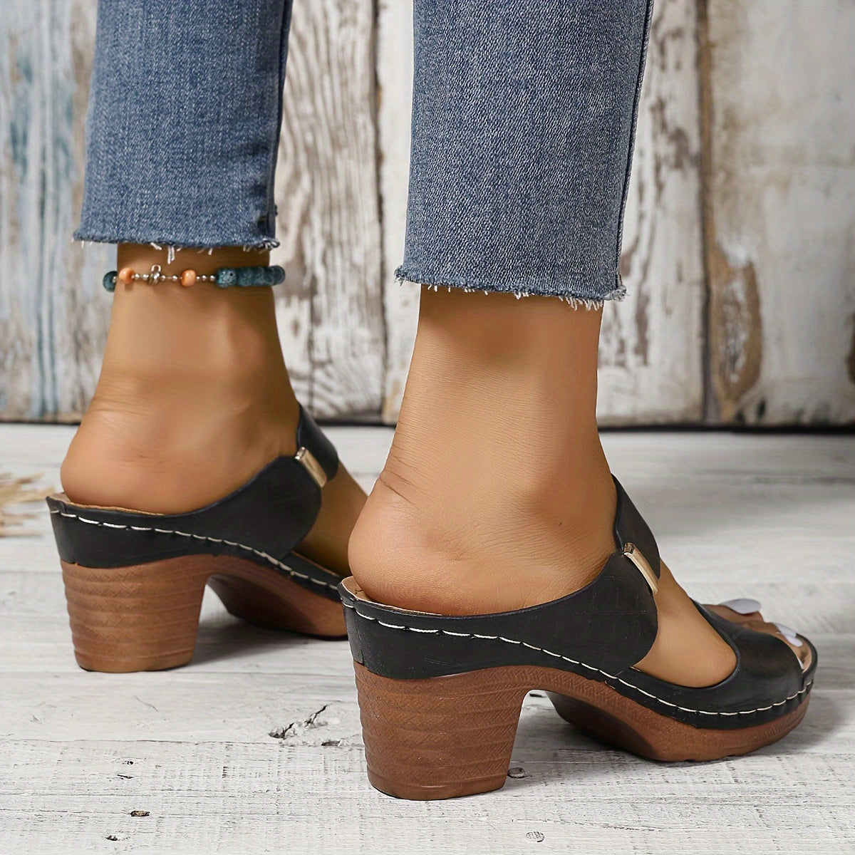 Velonza™ – Sandales Femme Cuir à Talon Épais Chic & Confortable Été
