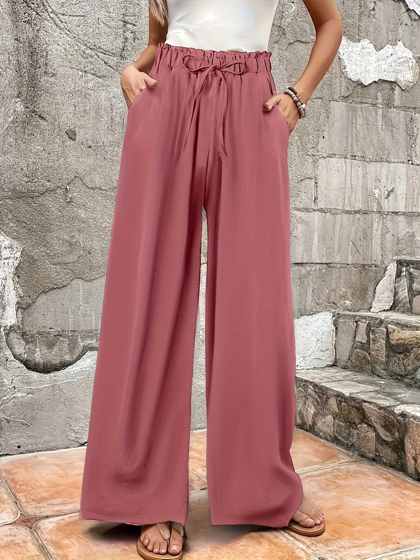 Veloria™ – Pantalon Femme Taille Haute Large et Fluide, Élégant & Confortable